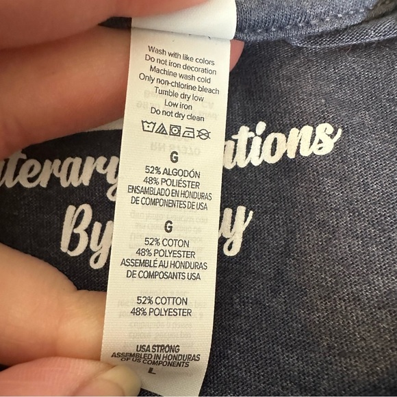 Bella + Canvas Screen Printed Tee Bookish Era Dark Blue Women's Size Large - Picture 6 of 6